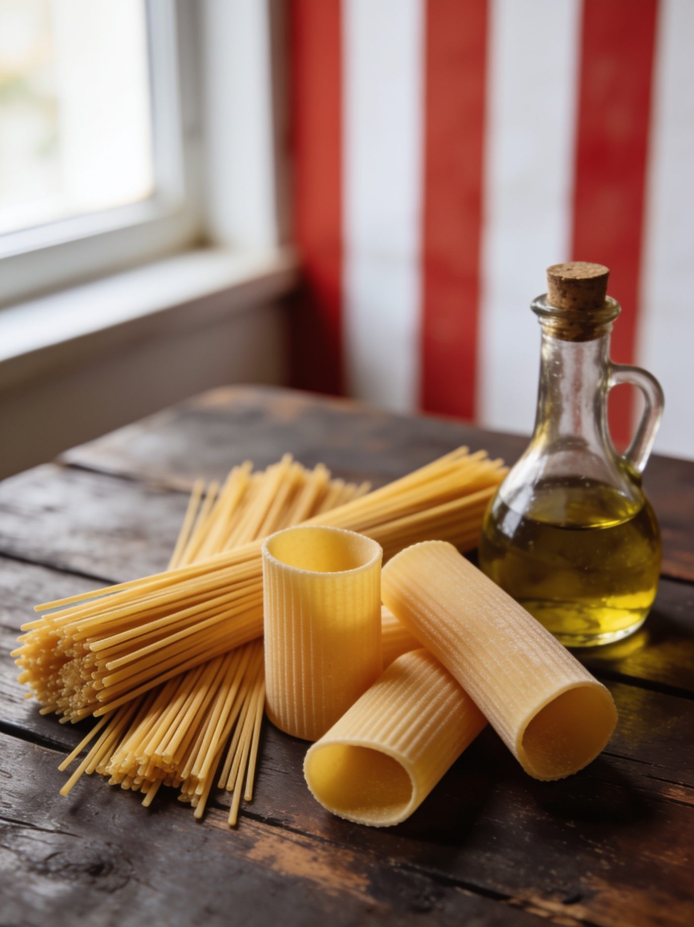 Bronzegezogene italienische Pasta mit Olivenöl